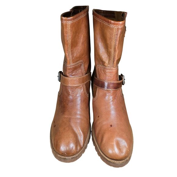 Michael Kors Brown Leather Pull On Ankle Boots Square Heel Soft Leather 9.5 - Picture 5 of 7